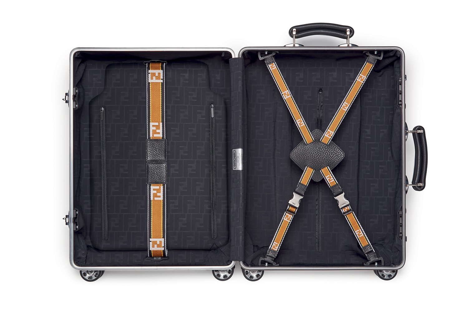 펜디 리모와 알루미늄 캐리어 트롤리 2017 fendi rimowa aluminum trolley suitcase