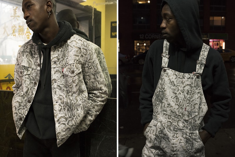 슈프림 리바이스 2017 가을 뱀피 트러커 재킷 오버롤 supreme levis snakeskin trucker jacket overall fall