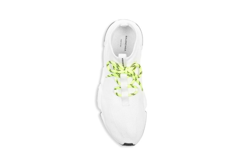 발렌시아가 스피드 트레이너 형광 신발 끈 balenciaga lace up knit sock speed trainer white 2017