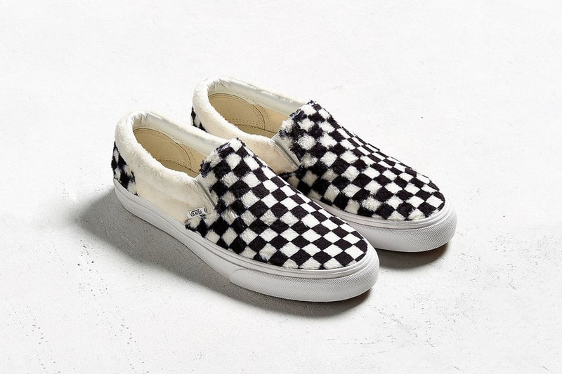 반스 셰르파 스케이트-하이 올드스쿨 흰색 슬립온 체크 회색 털 신발 출시 2017 Vans Sk8-Hi Old Skool Slip-on check Sherpa grey white reveal buy