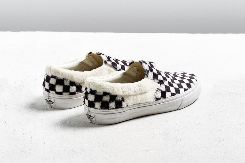 반스 셰르파 스케이트-하이 올드스쿨 흰색 슬립온 체크 회색 털 신발 출시 2017 Vans Sk8-Hi Old Skool Slip-on check Sherpa grey white reveal buy