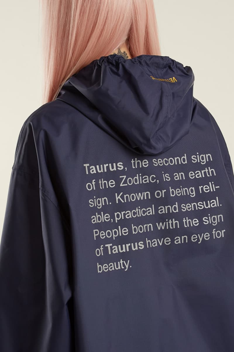 베트멍, '12개의 별자리' 우비 컬렉션 출시 2017 vetements horoscope raincoats