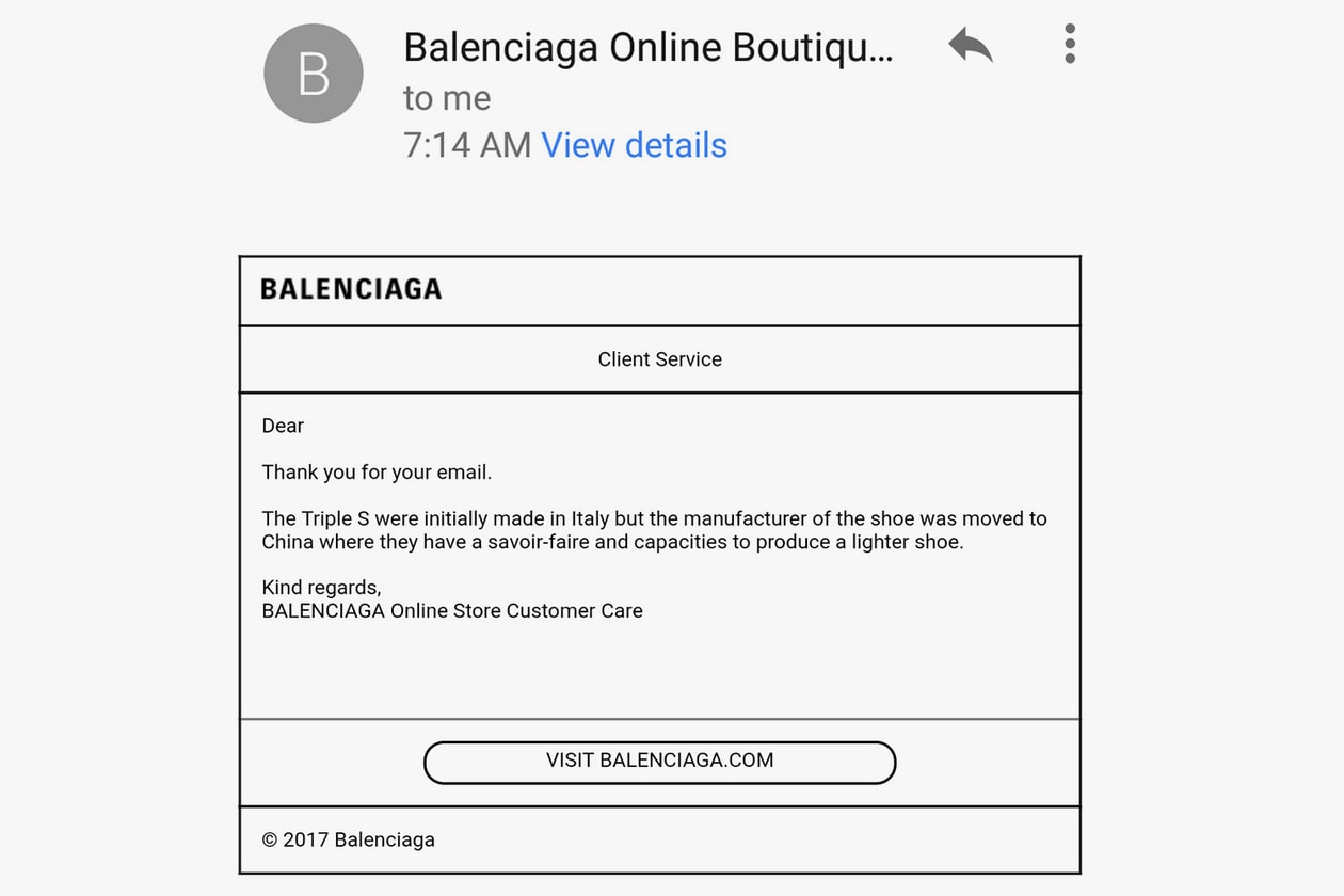 발렌시아가 중국 생산 모델 2018 balenciaga triple s production made in china