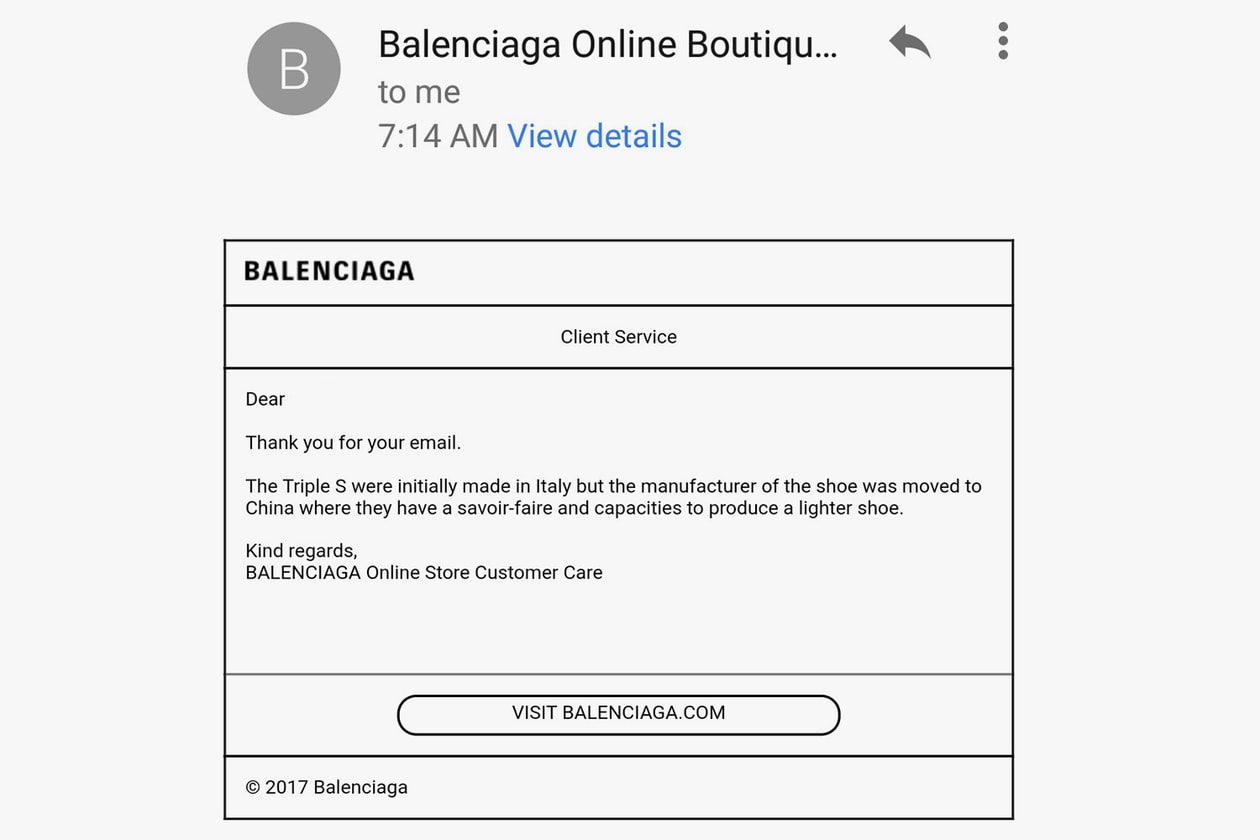 발렌시아가 중국 생산 모델 2018 balenciaga triple s production made in china