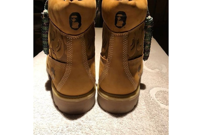 베이프 언디피티드 팀버랜드 부츠 상세컷 유출 2018 bape undefeated timberland collaboration closer look leaked