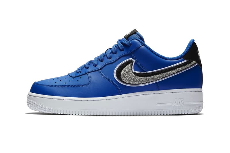 나이키 양탄자 스우시 로고의 에어 포스 1 '07 LV8 출시 2018 nike chenille swoosh logo airforce1 af1 air force 1 release