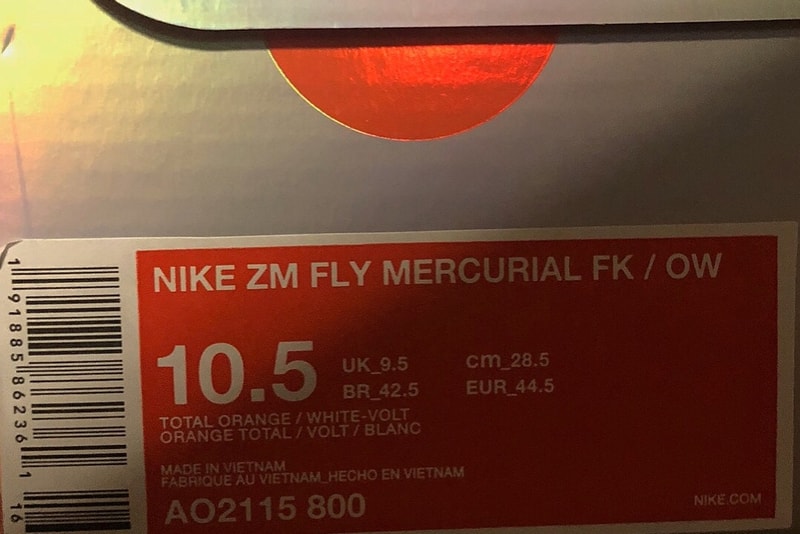 버질 아블로 x 나이키 줌 플라이 머큐리얼 플라이니트 2018 virgil abloh nike zoom fly mercurial flyknit instagram