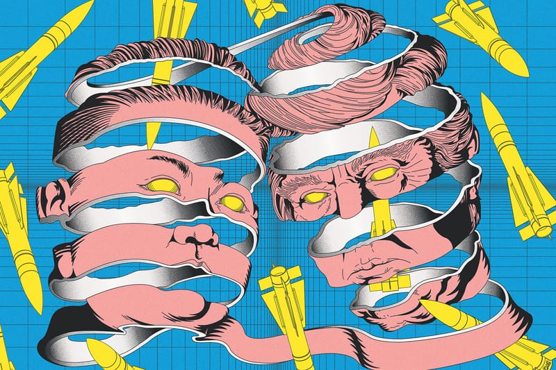 옥근남의 북미정상회담 기념 일러스트레이션 티셔츠