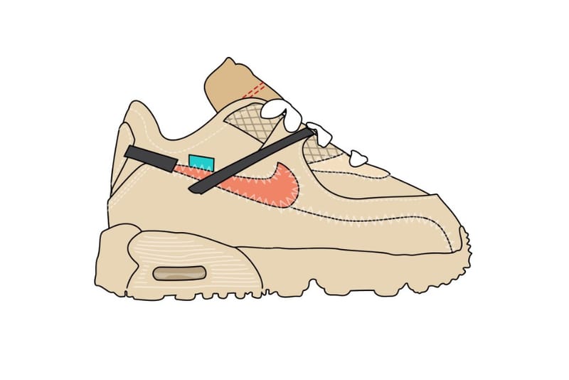 깜찍한 오프 화이트 x 나이키 에어맥스 90 유아 사이즈