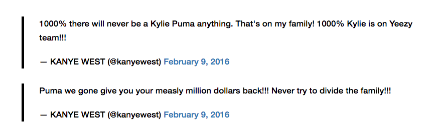 카일리 제너 아디다스 계약 발표 & 푸마 계약 트윗 사건 2018