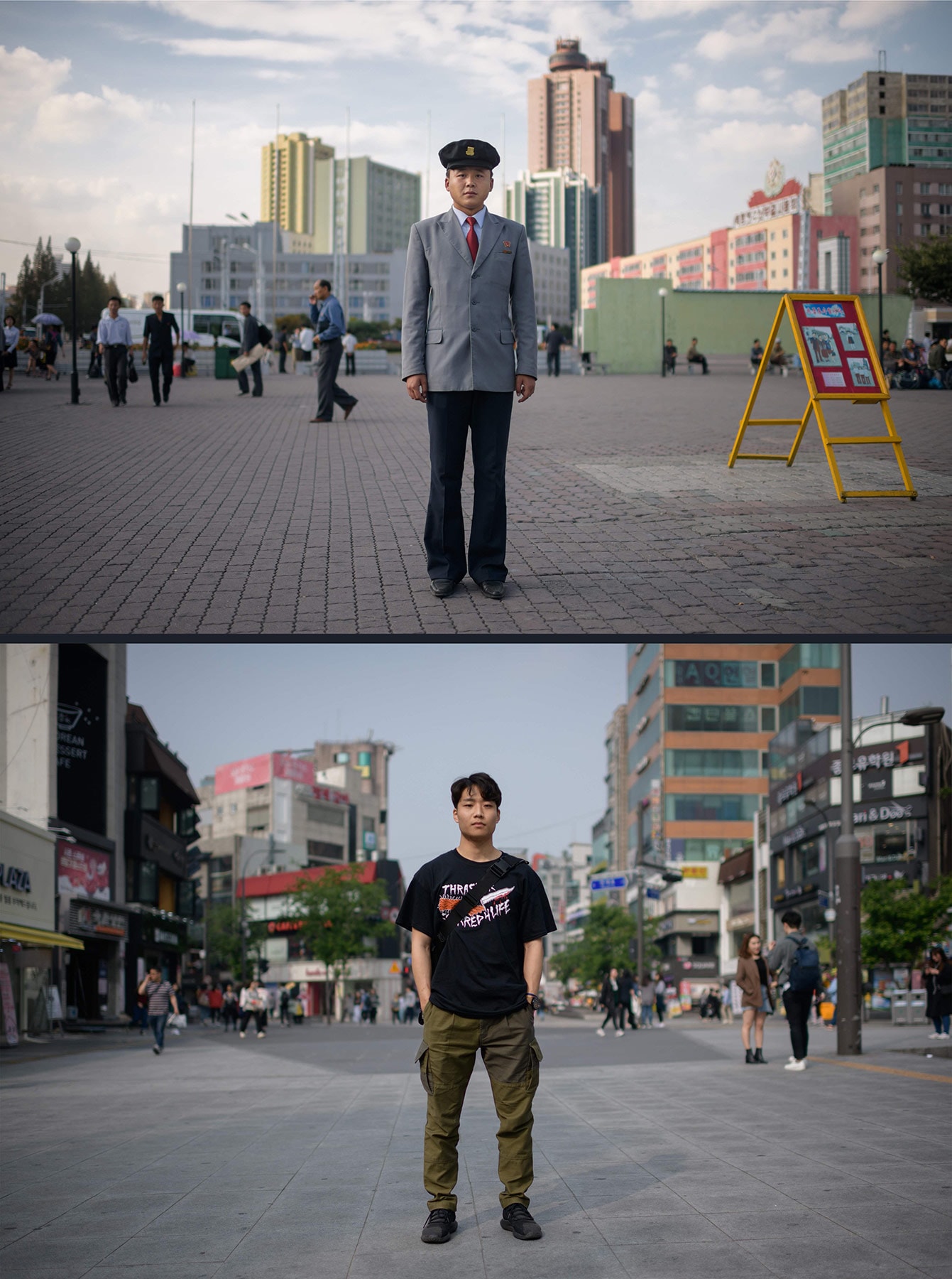 한국 북한 평양 서울 시민 직업 비교 사진