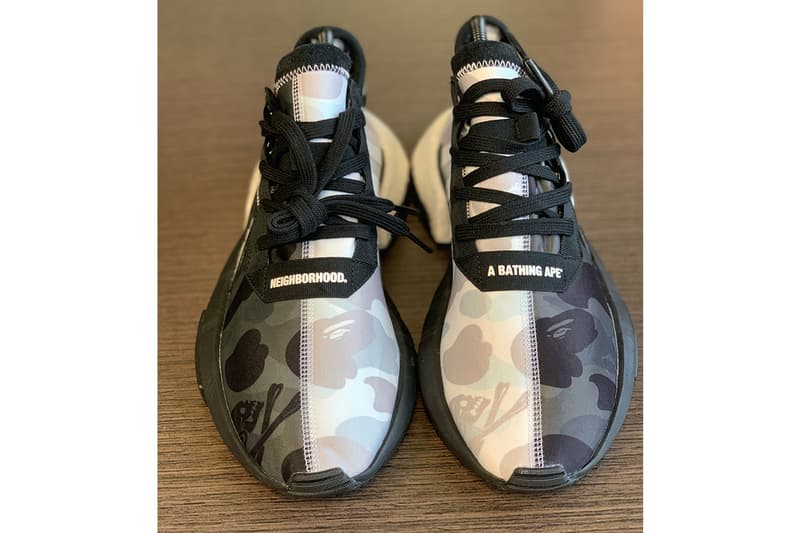 베이프 x 네이버후드 x 아디다스의 삼자 합작 POD-S3.1 착용 사진