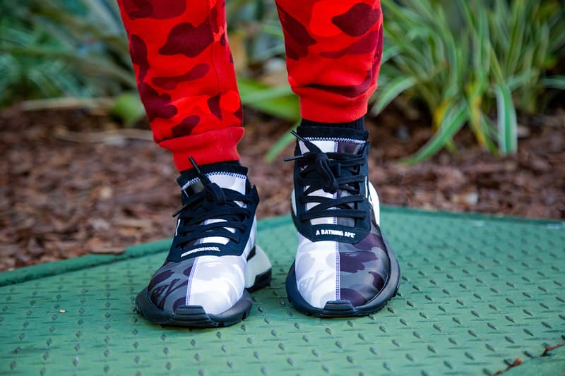 베이프 x 네이버후드 x 아디다스의 삼자 합작 POD-S3.1 착용 사진