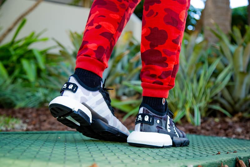 베이프 x 네이버후드 x 아디다스의 삼자 합작 POD-S3.1 착용 사진