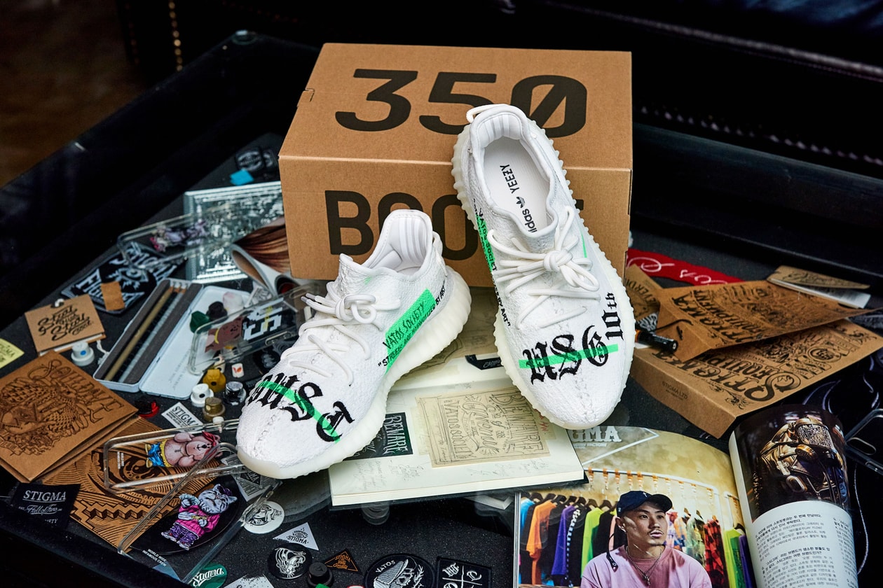 아디다스 오리지널스 이지 부스트 350 V2 트리플 화이트 아티스트 커스텀 2019 겨울 adidas-originals-yzy-350-v2-triple-white-diy