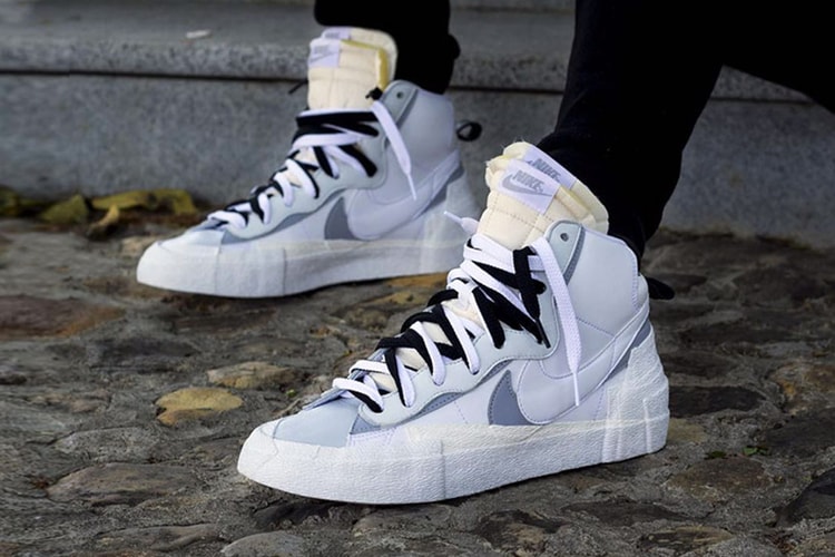 사카이 x 나이키 블레이저 하이 '화이트 / 그레이' 착용 사진