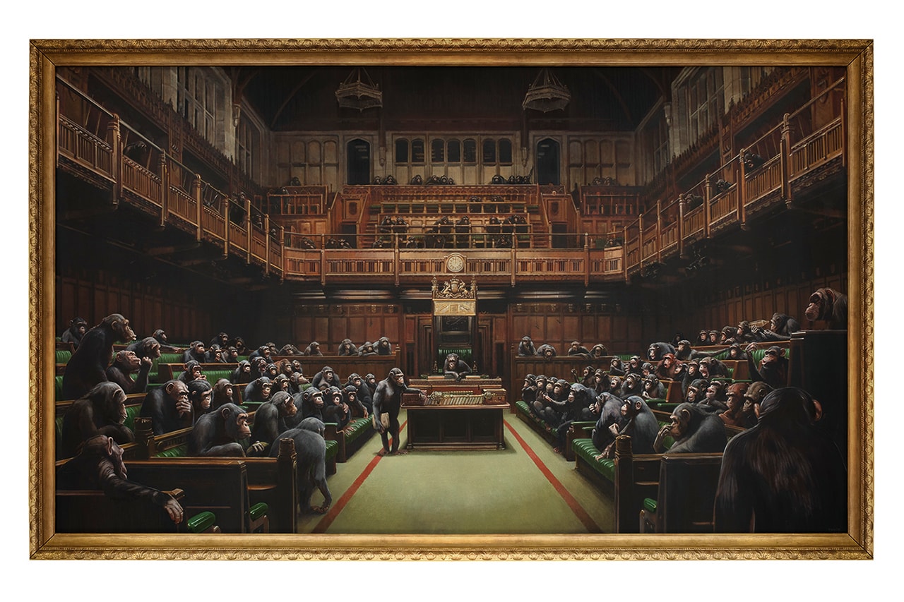 뱅크시의 작품 'Devolved Parliament’가 역대 최고 경매가를 갱신했다