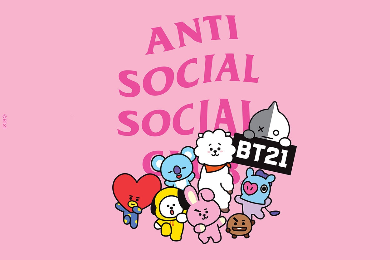 BT21 x 안티 소셜 소셜 클럽 협업 컬렉션, BTS, 방탄소년단, 뷔, 정국, 슈가