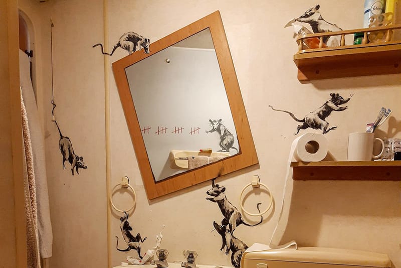 뱅크시가 자신의 화장실에 그린 작품을 감상해 보자