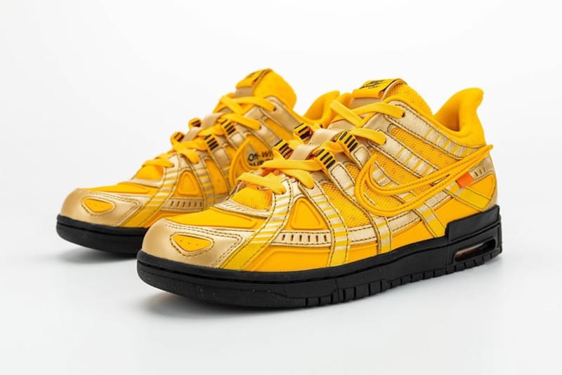 오프 화이트와 나이키의 에어 러버 덩크 ‘유니버시티 골드’ 상세 사진