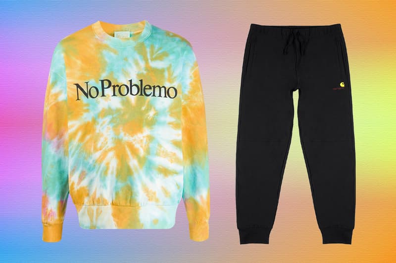 홈웨어 세트 5종, 챔피온, 칼하트 WIP, 나이키, 존 엘리엇, 에리즈, 재택 근무, 스웨트셔츠, 스웨트팬츠, 라운지패션