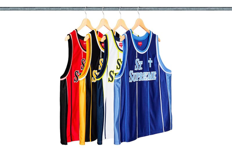 슈프림 봄 열 번째 드롭 리스트 룩북, 트러커 재킷, 세인트 슈프림 저지, 후디, 팬츠, 티셔츠