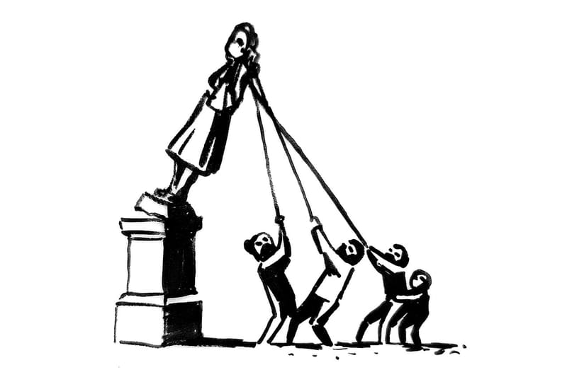 뱅크시가 노예무역상의 동상을 그리워하는 이들을 위한 그림을 공개했다