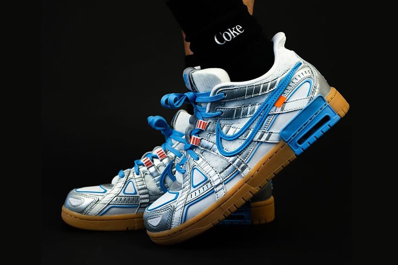 오프 화이트 x 나이키 에어 러버 덩크 '유니버시티 블루' 착용 사진 공개