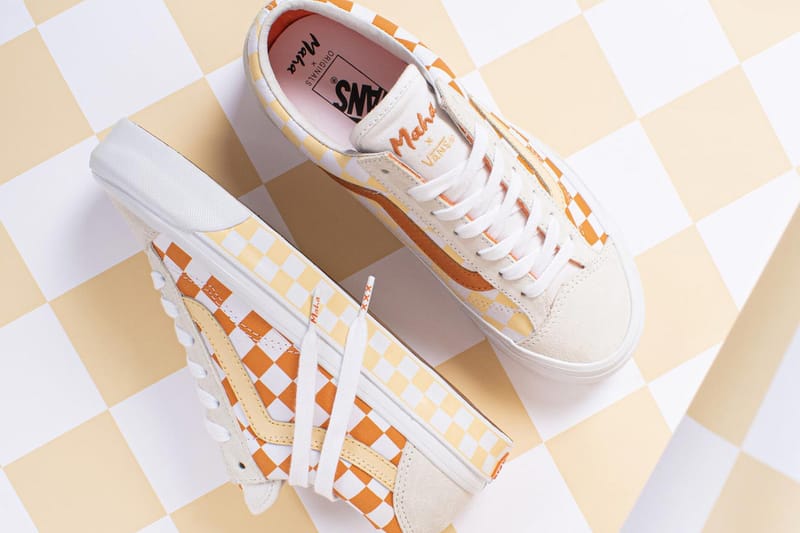 상큼한 오렌지 체커보드로 장식된, 마하 x 반스 협업 OG 스타일 36 LX