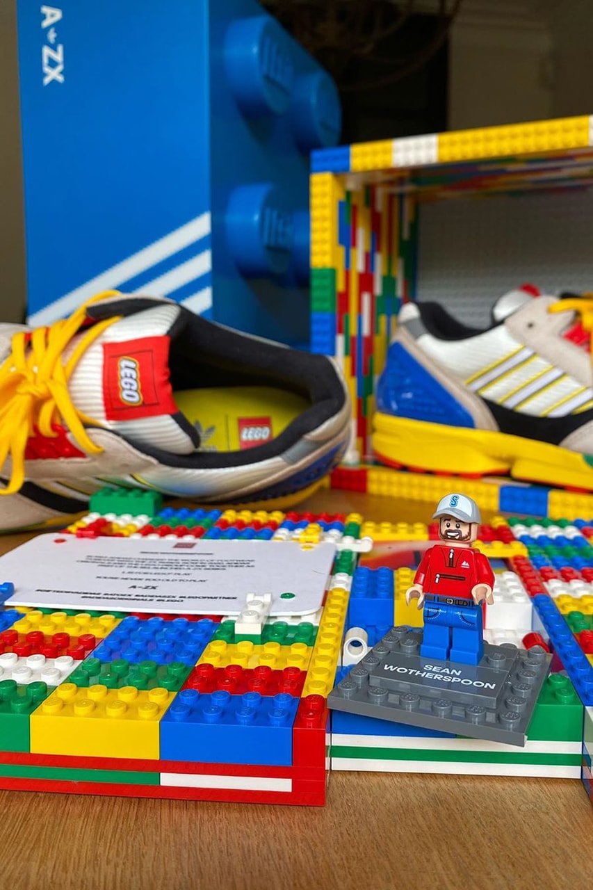 아디다스 오리지널스 x 레고 협업 ZX 8000 공식 이미지, 레고 신발, 스니커, 장난감 스니커, 션 워더스푼