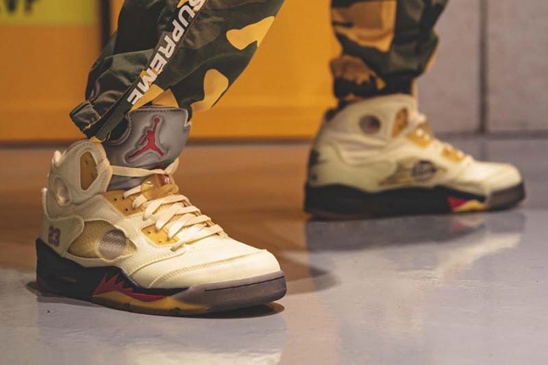 오프 화이트 협업 에어 조던 5 '세일', 실제 착용하면 이런 느낌