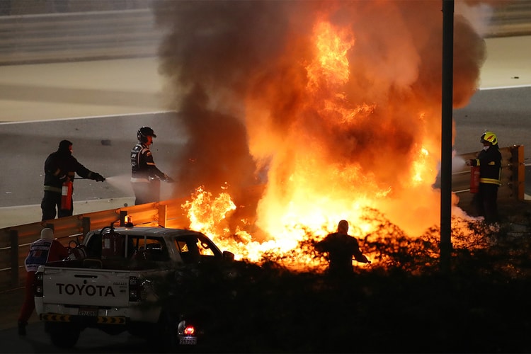 F1 드라이버 로만 그로장이 추돌사고로 폭발한 차에서 극적으로 탈출했다