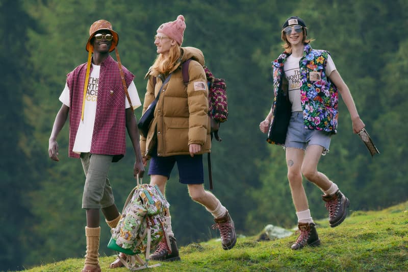 럭셔리와 아웃도어의 만남, 구찌 x 노스페이서 컬렉션 룩북 공개, 노페 패딩, 재킷, 봄버, 구찌 스니커, 지속가능한 패션, 재활용 소재, 에코닐