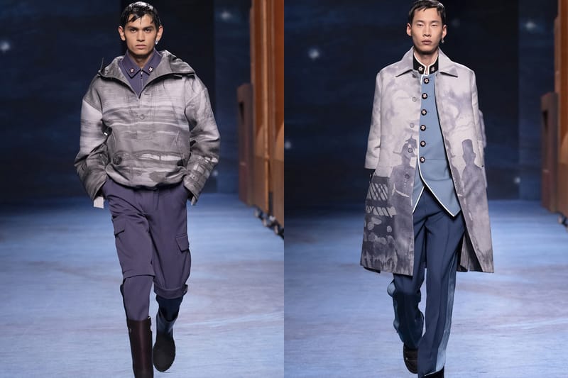 피터 도이그의 작품이 새겨진 디올 2021 겨울 컬렉션 런웨이