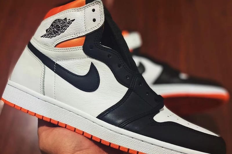 '섀터드 백보드'를 닮은 에어 조던 1 '일렉트로 오렌지' 실물 사진