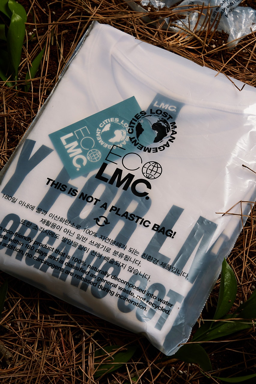 LMC, 오가닉 코튼을 활용한 ‘세이브 더 플래닛’ 티셔츠 출시, 에코백 이벤트, 레이어, 친환경, 생분해성, 지속 가능성