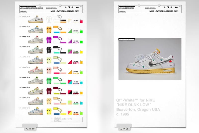 오프 화이트 x 나이키 협업 덩크 로우 ‘더 피프티’ 컬렉션 모든 컬러웨이 살펴보기