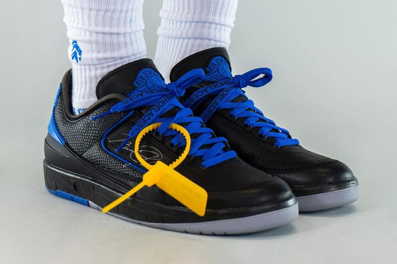 오프 화이트 x 나이키 에어 조던 2 로우 '블랙/블루'의 실제 착용 사진 공개