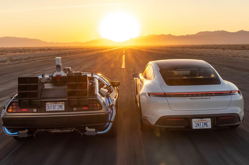 ‘빽 투 더 퓨처’ 드로리안 x 포르쉐 타이칸 터보 S 주행영상 공개, 타임머신, 전기차