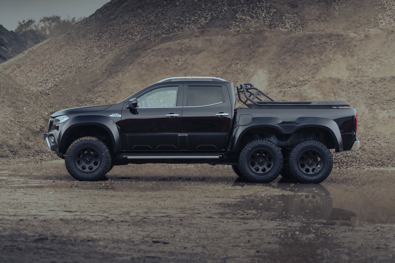 오프로드에 적합하도록 꾸며진 메르세데스-벤츠 X 350d '블랙 에디션' 공개, 6휠, 벤츠 트럭, 픽업베드