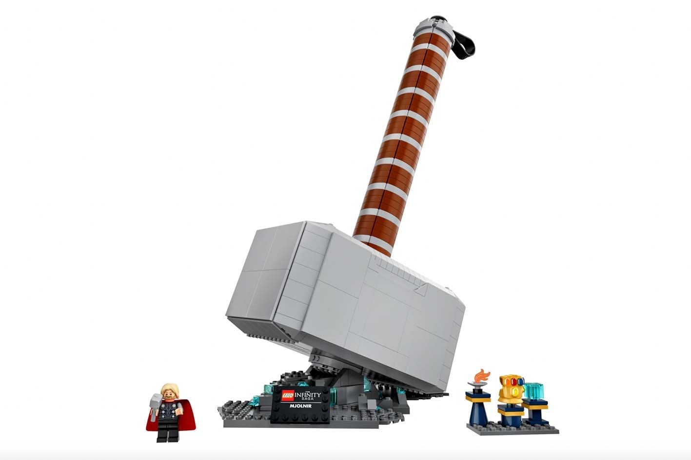 레고, 높이 46cm의 토르 망치 ‘묠니르’ 세트 국내 출시, 마블