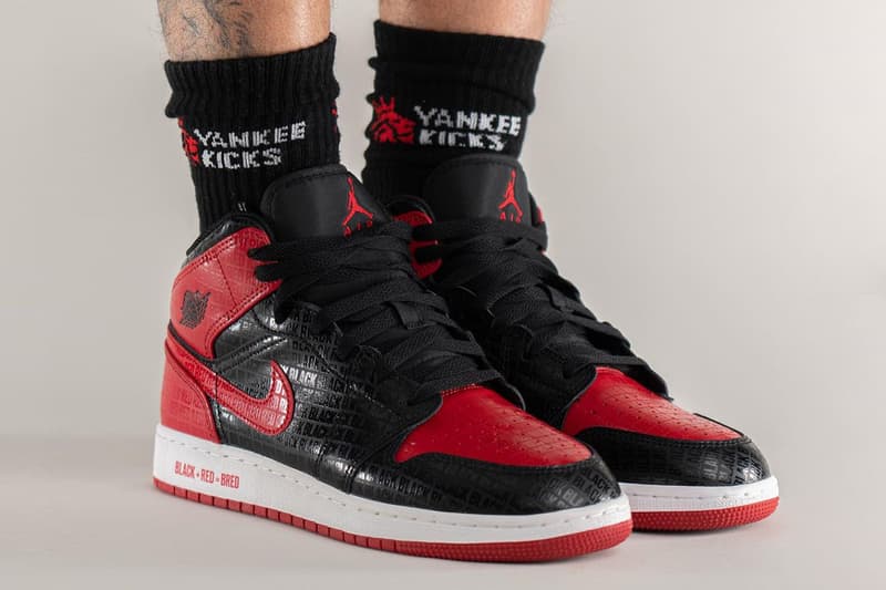 나이키 에어 조던 1 미드 '브레드' 실물 착용 사진, 블랙, 레드, BLACK + RED = BRED
