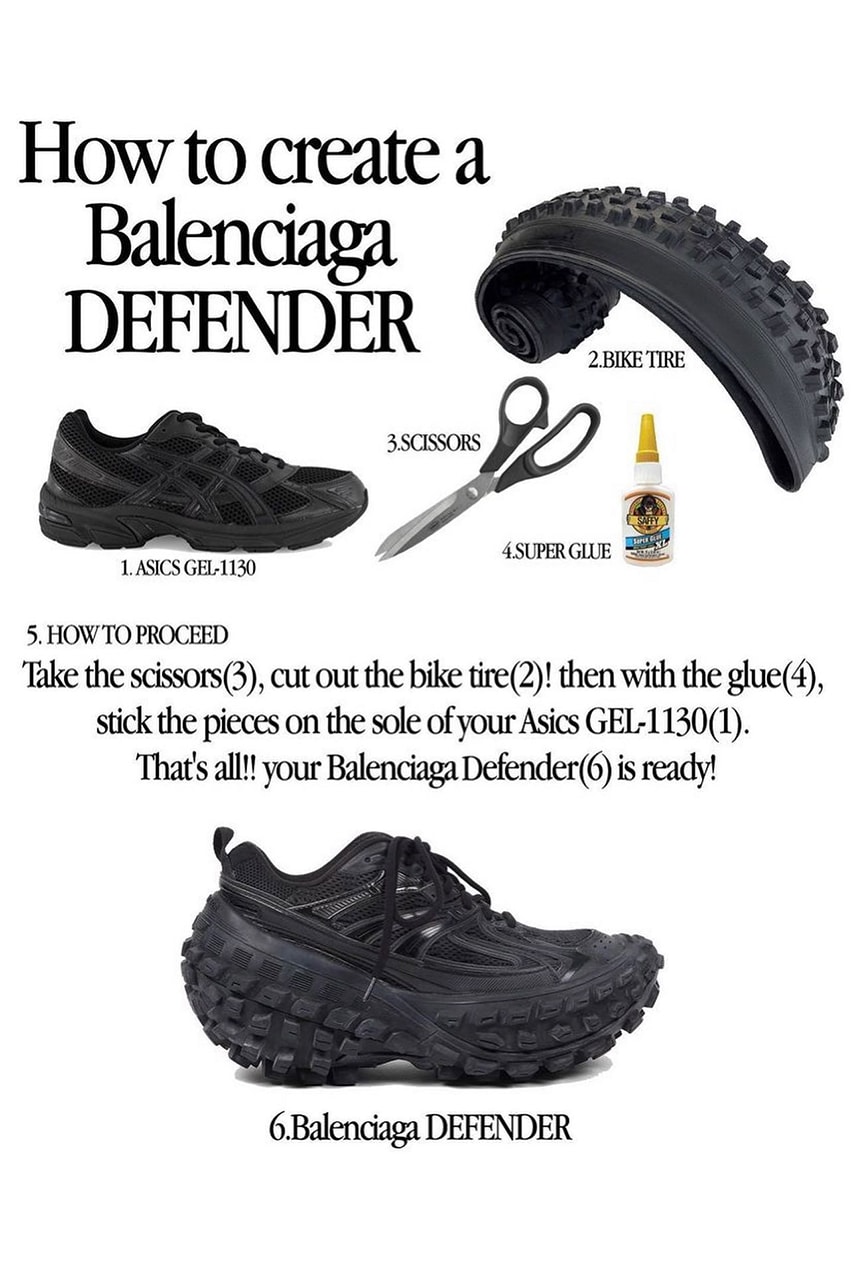 아식스 스니커 & 타이어로 '발렌시아가 디펜더'를 직접 만든 사람이 등장했다, 부틀렉 스니커, DIY, 자체 제작, 발렌시아가 신발
