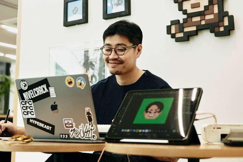 하입빈즈와 주재범의 ‘픽셀 포트레이트’ 이벤트 현장, 카페, 역삼동, 커피