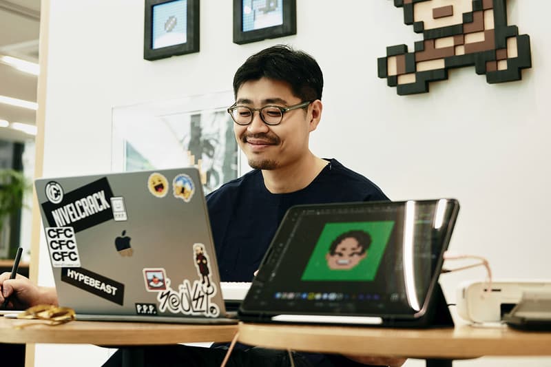 하입빈즈와 주재범의 ‘픽셀 포트레이트’ 이벤트 현장, 카페, 역삼동, 커피