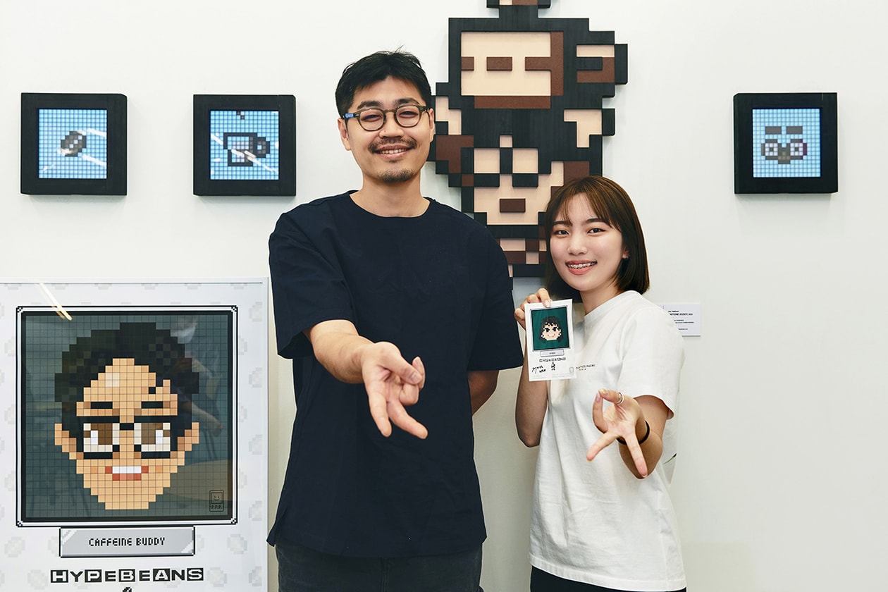 하입빈즈와 주재범의 ‘픽셀 포트레이트’ 이벤트 현장, 카페, 역삼동, 커피