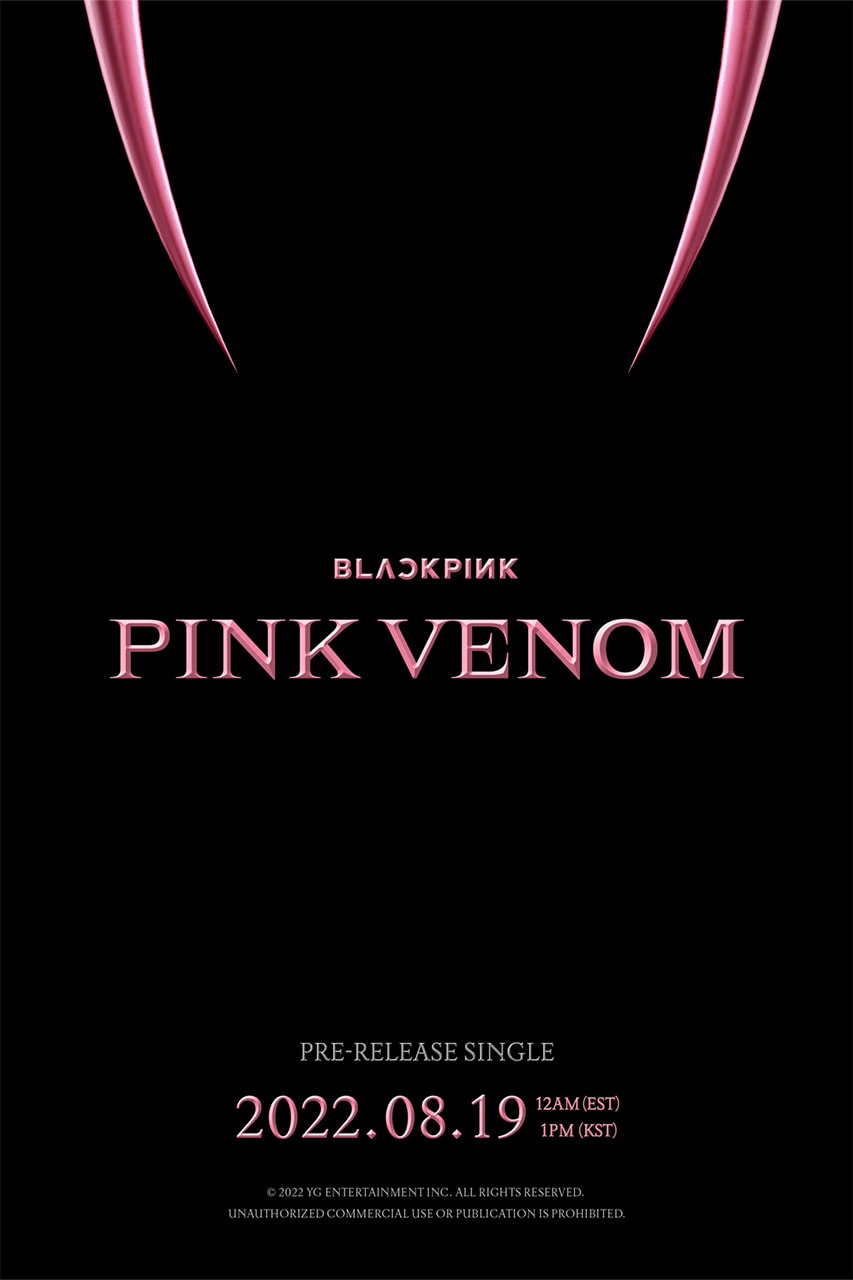 블랙핑크의 컴백 싱글 타이틀 & 발매일 공개, Pink Venom, 제니, 지수, 리사, 로제, YG, YG 엔터테인먼트