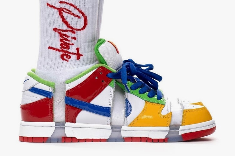 세 조각으로 나뉜, 이베이 x 나이키 SB 덩크 로우 '샌디 보데커' 착용 사진