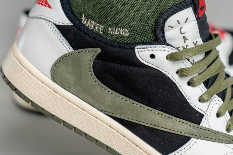 트래비스 스콧 x 나이키 에어 조던 1 로우 '올리브' 새로운 실착 사진