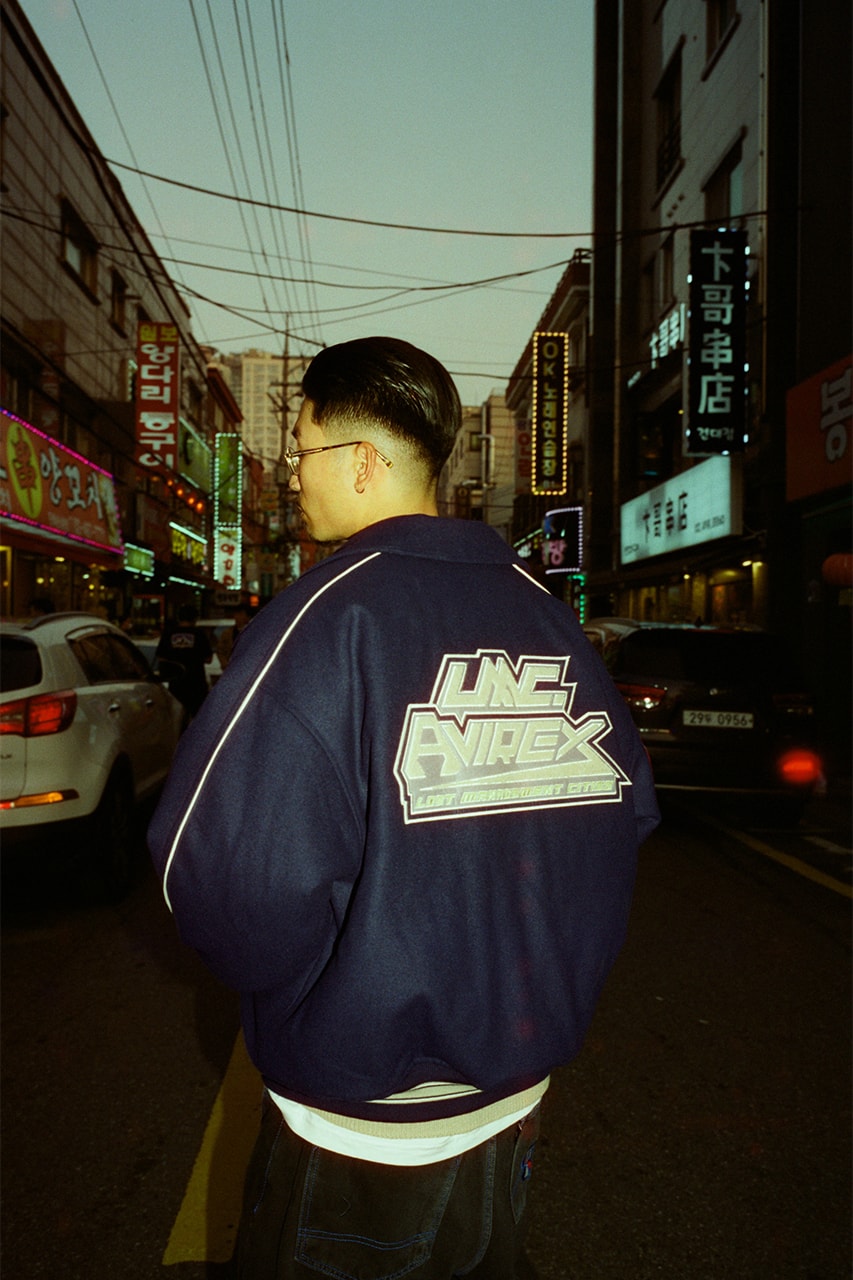 LMC x 아비렉스, 레더 바시티 재킷 등 협업 컬렉션 출시, 90년대 힙합